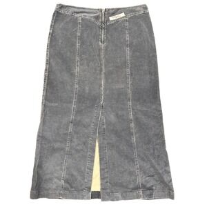 Mariella Rosati Vintage Corduroy Maxi Skirt Grey Blue Zip Pockets XL Italy